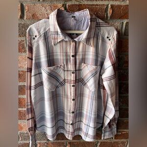 Free People Wesley Plaid Button Down Flannel Top size Medium